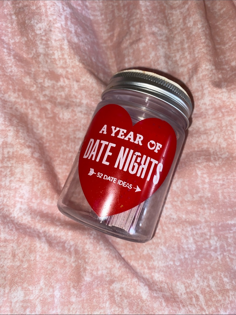 A Year of Date Nights Glass Jar - Red Heart